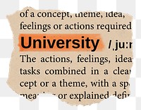 University png word sticker, torn paper dictionary, transparent background