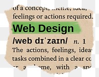 Web design png word sticker, torn paper dictionary, transparent background