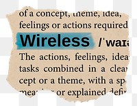 Wireless png word sticker, torn paper dictionary, transparent background