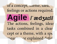 Agile png word sticker, torn paper dictionary, transparent background