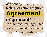 Agreement png word sticker, torn paper dictionary, transparent background