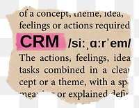 CRM png word sticker, torn paper dictionary, transparent background