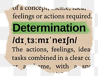 Determination png word sticker, torn paper dictionary, transparent background