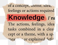 Knowledge png word sticker, torn paper dictionary, transparent background