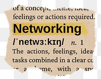 Networking png word sticker, torn paper dictionary, transparent background