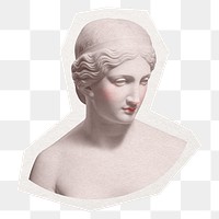 Greek goddess statue png sticker, cut out paper design, transparent background