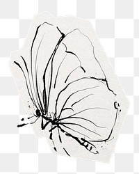 Drawing butterfly png sticker, cut out paper design, transparent background