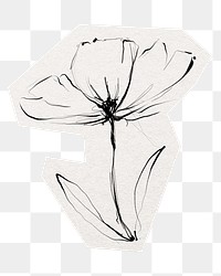 Hand drawn flower png sticker, cut out paper design, transparent background