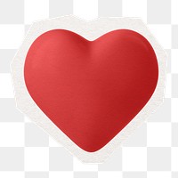 3D heart png sticker, cut out paper design, transparent background