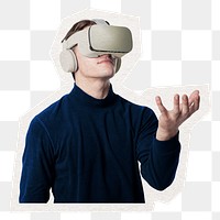 VR technology png sticker, cut out paper design, transparent background