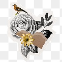 Flower collage png sticker, cut out paper design, transparent background