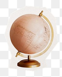 Educational globe png sticker, cut out paper design, transparent background