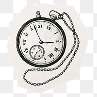 Vintage watch png sticker, cut out paper design, transparent background