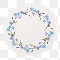 Flower frame badge png sticker, cut out paper design, transparent background