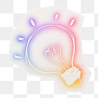 Png glowing light bulb sticker, cut out paper design, transparent background