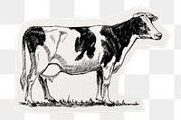 Drawing cow png sticker, cut out paper design, transparent background