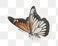 Vintage butterfly png sticker, cut out paper design, transparent background