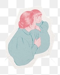 Mother & child png sticker, cut out paper design, transparent background