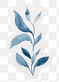 Blue leaf png sticker, cut out paper design, transparent background