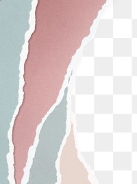Pastel tones png border, torn paper design, transparent background