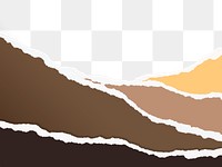 Earth tone png border, torn paper design, transparent background