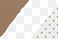 Brown tone png border, torn paper design, transparent background