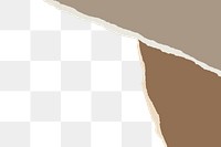 Brown tone png border, torn paper design, transparent background