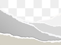 Gray shades png border, torn paper design, transparent background