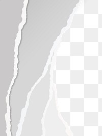 Gray shades png border, torn paper design, transparent background