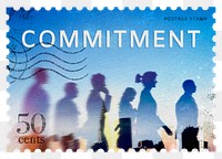 Commitment png post stamp sticker, business stationery, transparent background