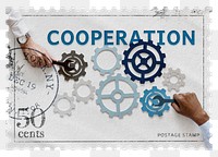 Cooperation png post stamp sticker, business stationery, transparent background