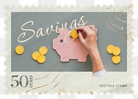 Savings png post stamp sticker, business stationery, transparent background