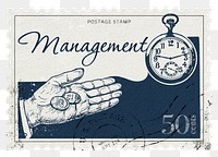 Time management png post stamp sticker, business stationery, transparent background