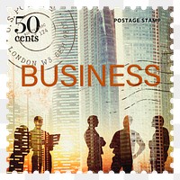 Global business png post stamp sticker,  stationery, transparent background