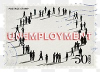 Unemployment png post stamp sticker, business stationery, transparent background