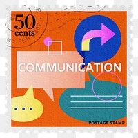 Communication png post stamp sticker, business stationery, transparent background