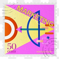 Marketing png post stamp sticker, business stationery, transparent background