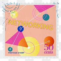 Networking png post stamp sticker, business stationery, transparent background