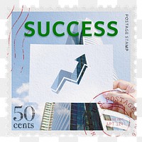 Success png post stamp sticker, business stationery, transparent background