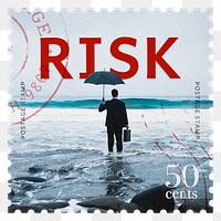 Risk png post stamp sticker, business stationery, transparent background