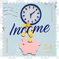 Income png post stamp sticker, business stationery, transparent background