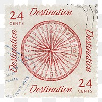 Destination png post stamp sticker, travel stationery, transparent background