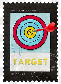 Target png post stamp sticker, business stationery, transparent background