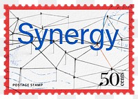 Synergy png post stamp sticker, business stationery, transparent background