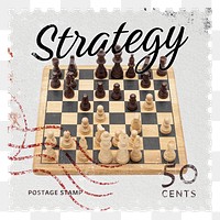 Strategy chess png post stamp sticker, business stationery, transparent background