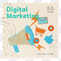 Digital marketing png post stamp sticker, business stationery, transparent background