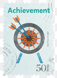 Achievement png post stamp sticker, business stationery, transparent background