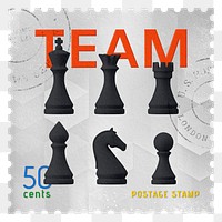 Team png post stamp sticker, business stationery, transparent background