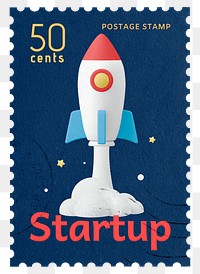 Startup png post stamp sticker, business stationery, transparent background