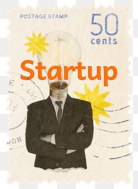 Startup png post stamp sticker, business stationery, transparent background